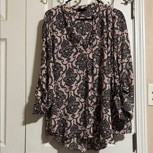 Lane Bryant Black and Pink Paisley Blouse NWOT